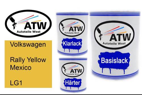 Volkswagen, Rally Yellow Mexico, LG1: 1L Lackdose + 1L Klarlack + 500ml Härter - Set, von ATW Autoteile West.